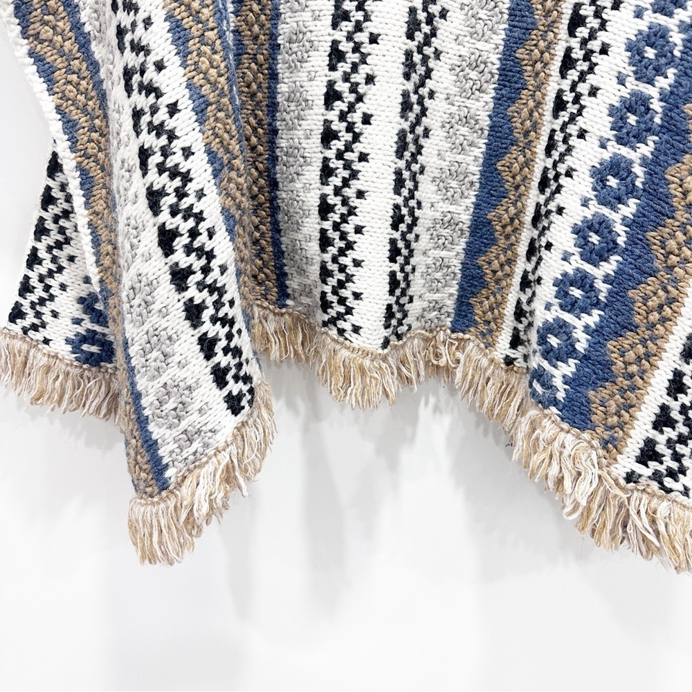 Cocogio Black, Blue, White Wool Blend Knit Cardigan One Size - Picture 4 of 7